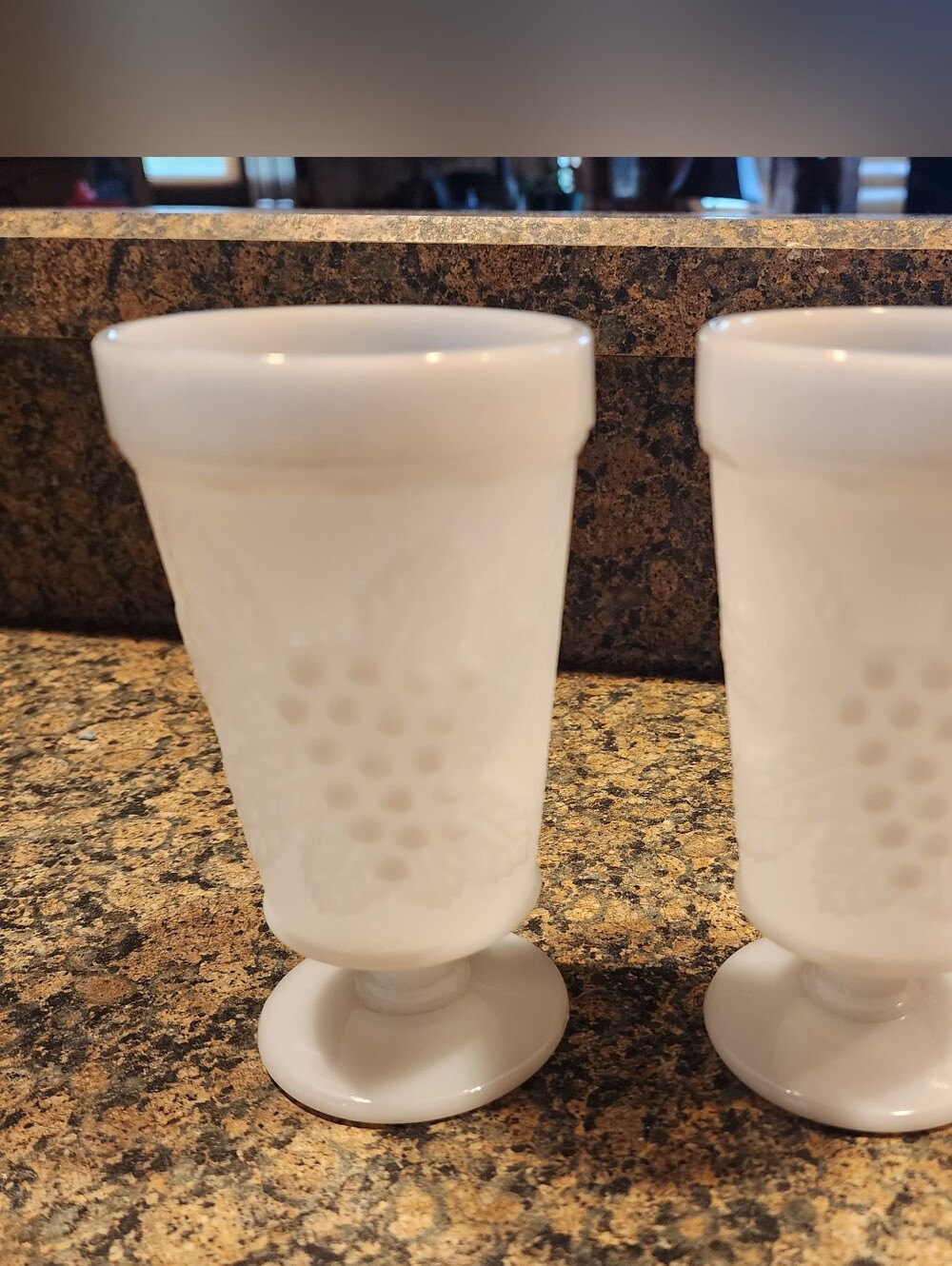 Anchor Hocking White Milk Glass Harvest Grape Pedestal Tumbler - Set of 2